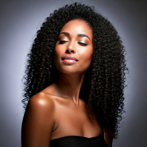Firefly ritratto sensual donna brasiliana con ampi capelli ricci neri con mento e viso verso lalto