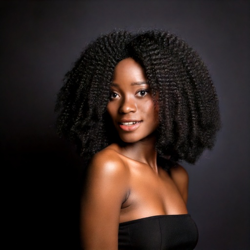 Firefly ritratto sensual donna nera con folti capelli ricci neri com mento in alto e girato verso la 1